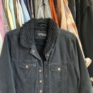 Lined black jean jacket